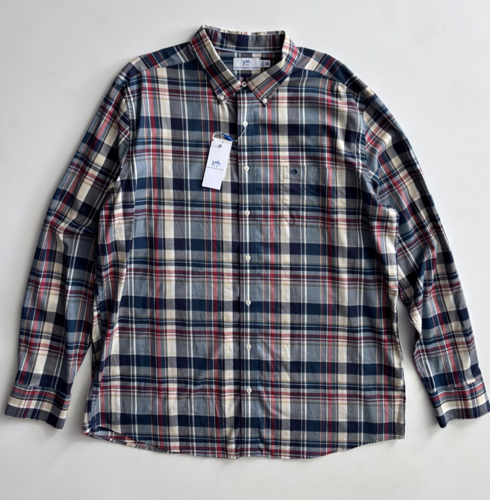Southern Tide Shirt Mens Button Down Plaid Southern Shores Nwt XXL 2XL